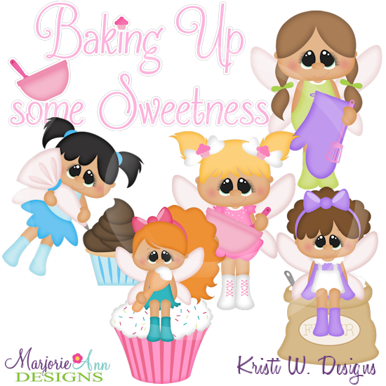 Baking Fairies SVG Cutting Files Includes Clipart - Click Image to Close